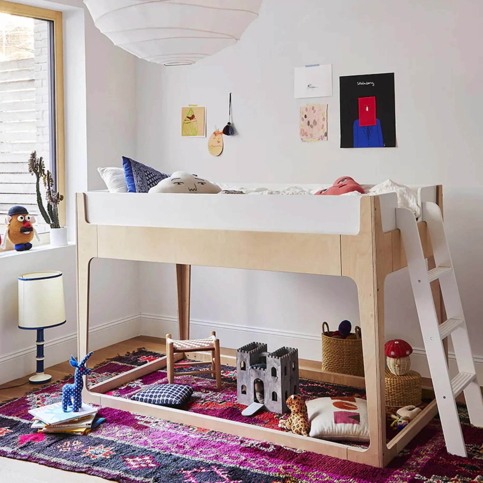 Oeuf Twin, Full & Queen Beds>Perch Nest Twin Bed - Natural/ White