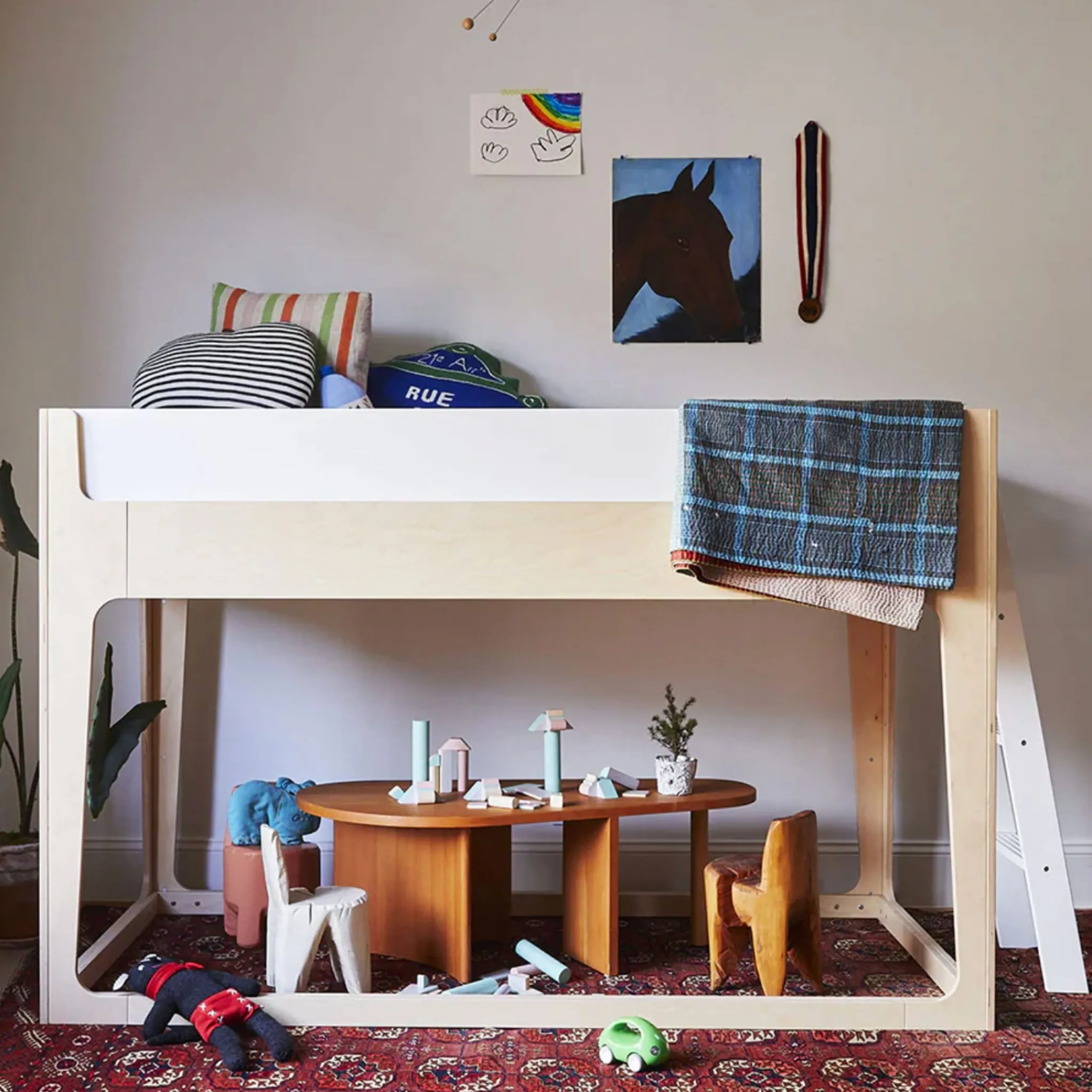 Oeuf Twin, Full & Queen Beds>Perch Nest Twin Bed - Natural/ White