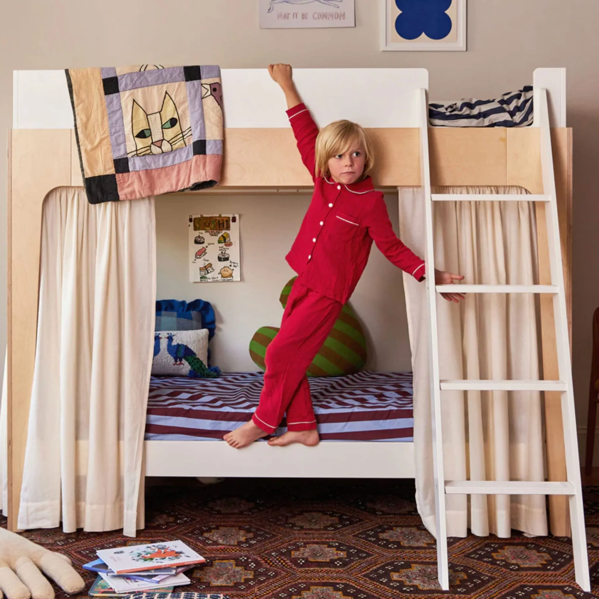 Oeuf Perch Twin Bunk Bed - Natural/ White