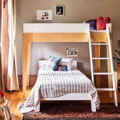 Oeuf Perch Twin Bunk Bed - Natural/ White