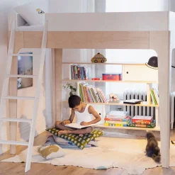 Oeuf Perch Twin Loft Bed - Natural/ White