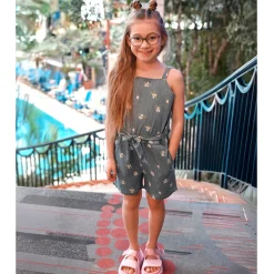 Kids Chat Botte Picnic Chambray Romper 2-8y