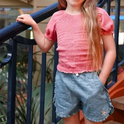 Kids Chat Botte Picnic Chambray Shorts 2-8y