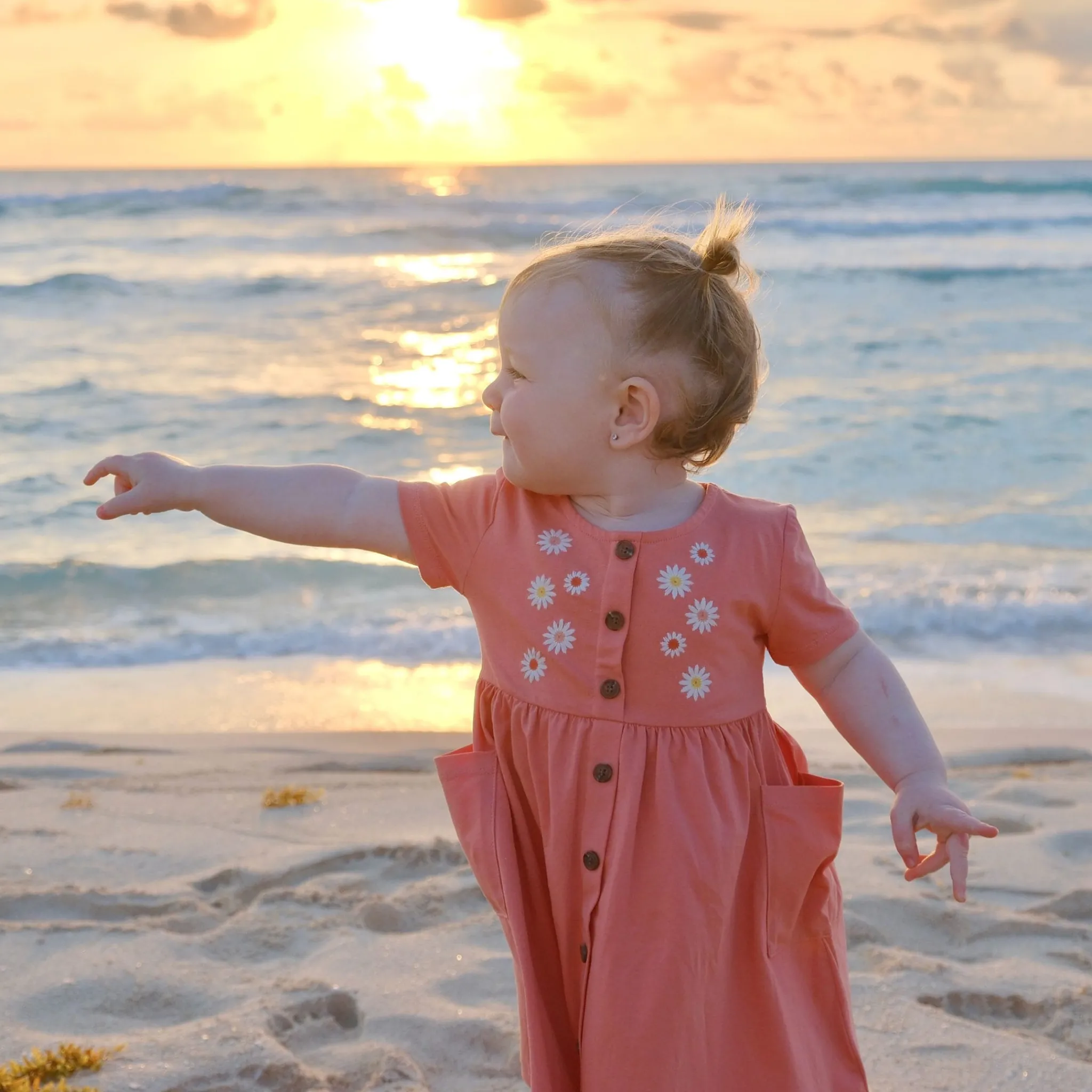 Chat Botte Dresses, Skirts & Outfits>Picnic Coral Dress 3-24m