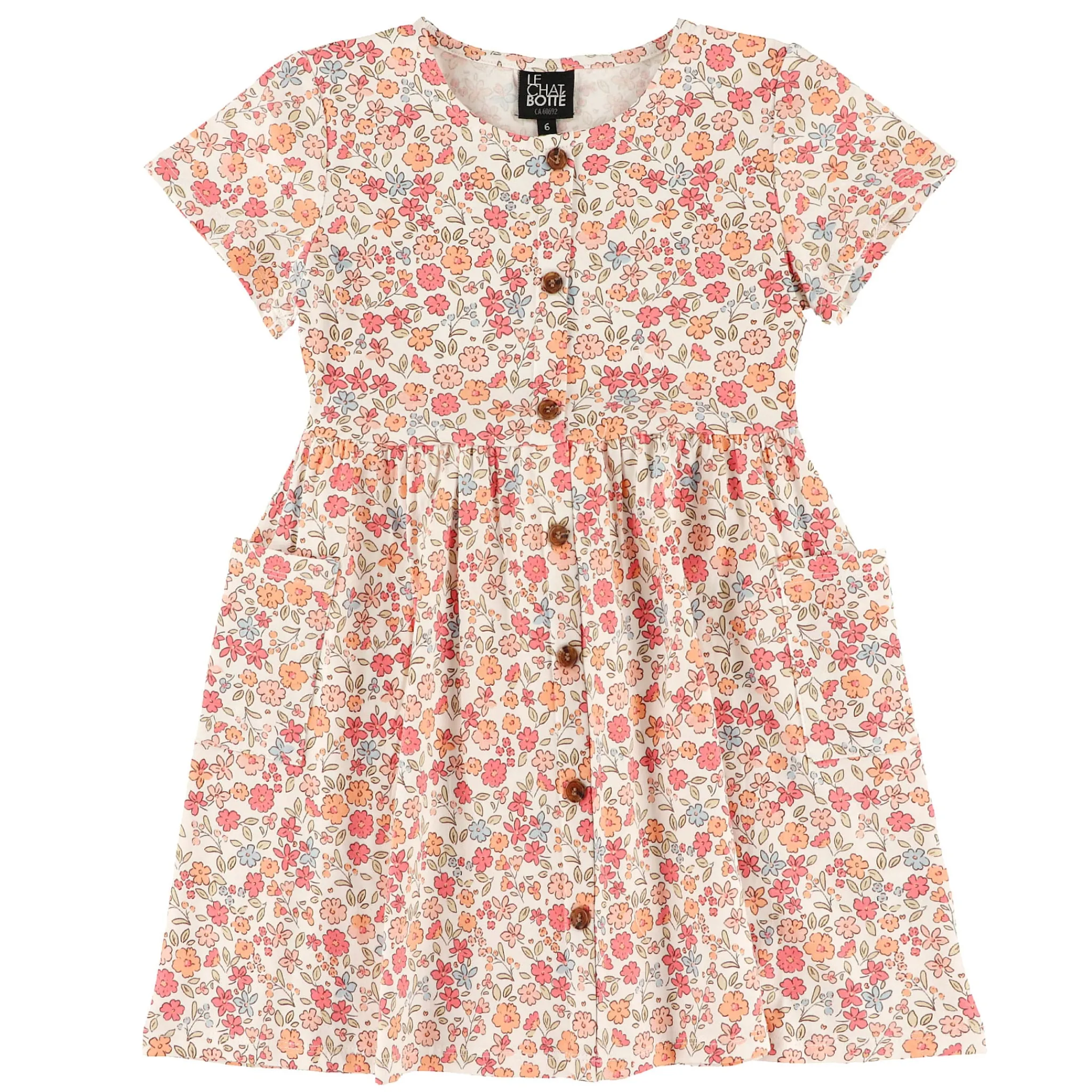 Kids Chat Botte Dresses & Rompers>Picnic Flowers Dress 2-8