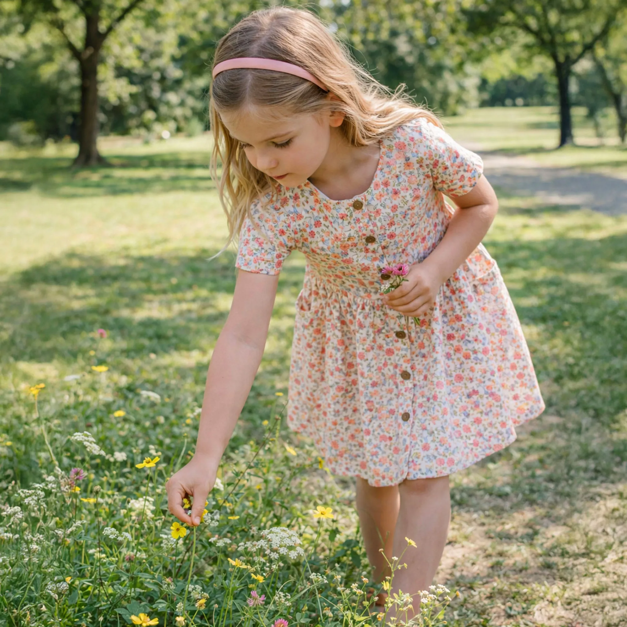 Kids Chat Botte Dresses & Rompers>Picnic Flowers Dress 2-8