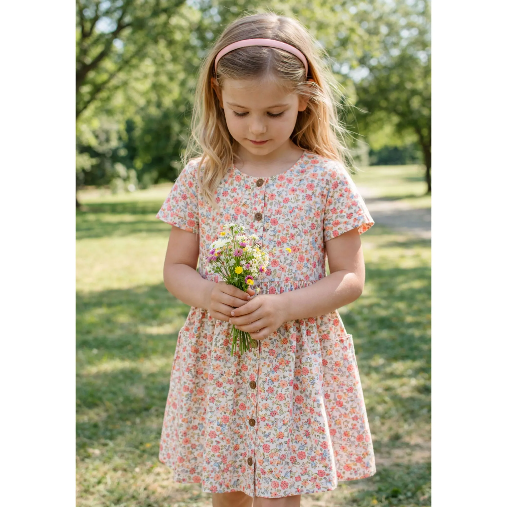 Kids Chat Botte Dresses & Rompers>Picnic Flowers Dress 2-8