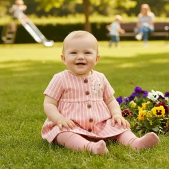 Chat Botte Picnic Striped Dress 3-24m