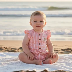Chat Botte Picnic Striped Romper 3-24m
