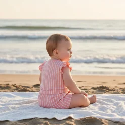 Chat Botte Picnic Striped Romper 3-24m