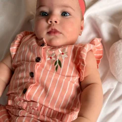 Chat Botte Picnic Striped Romper 3-24m