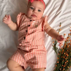 Chat Botte Picnic Striped Romper 3-24m