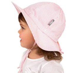 Kids Jan n Jul Hats & Caps>Pink Stripe Uv Coton Hat 2-5