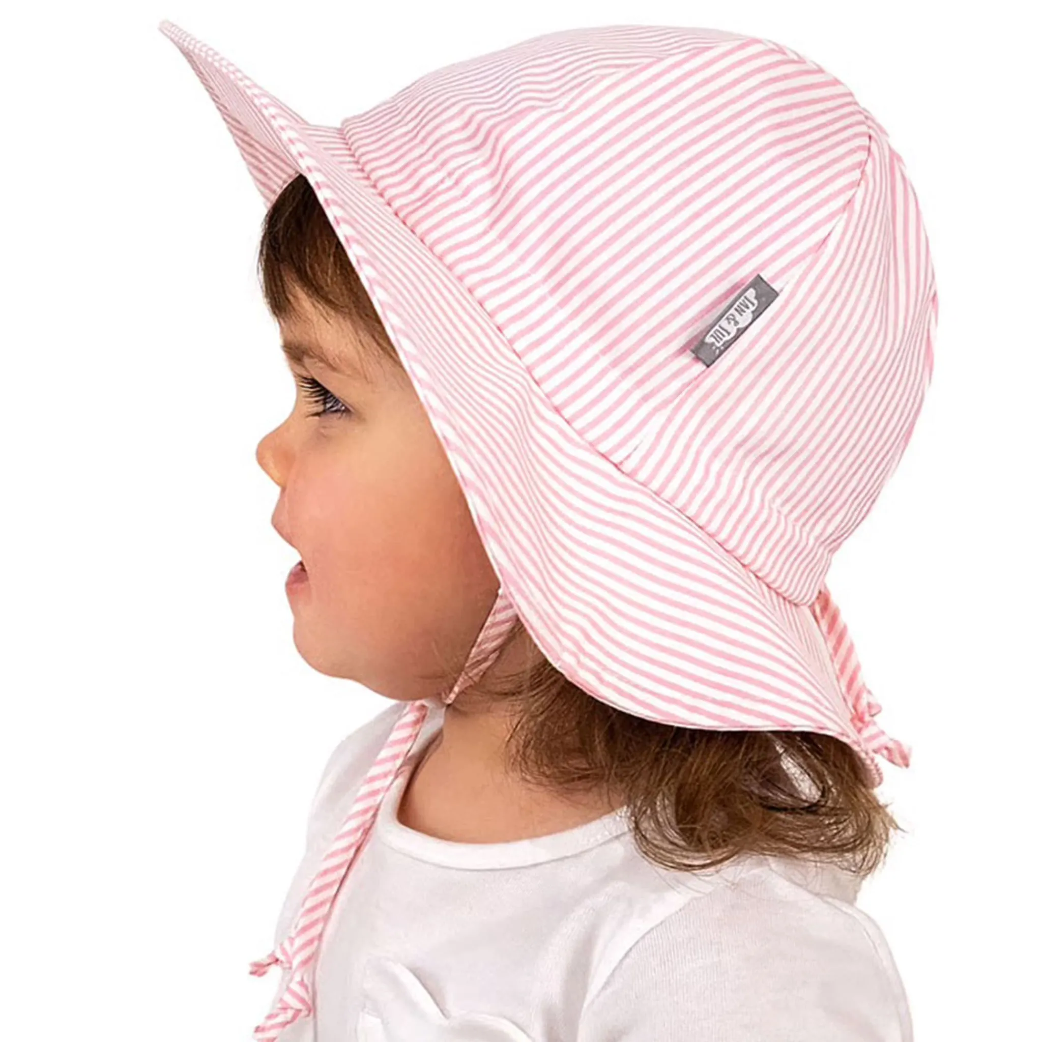 Jan n Jul Pink Stripe Uv Coton Hat 0-24m