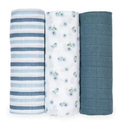 Kids Lulujo Blankets|Blankets>3pk Blueberries-cotton Muslin