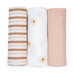 Kids Lulujo 3pk Daisies-cotton Muslin Swad