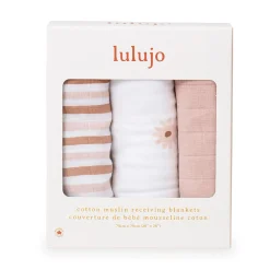 Kids Lulujo 3pk Daisies-cotton Muslin Swad