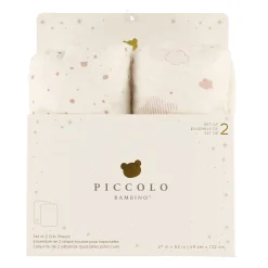 Kids Piccolo Bambino 2pk Flannel Crib Sheet-pink