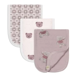 Piccolo Bambino 3pk Muslin Burp Cloth-bear