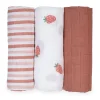 Kids Lulujo Blankets|Blankets>3pk Strawberries-cotton Muslin