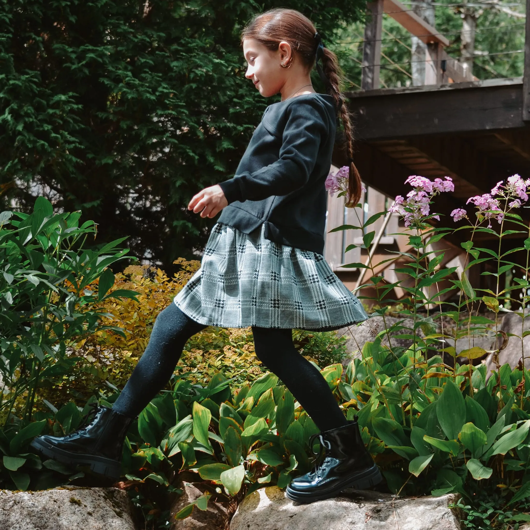 Kids Look Dresses & Rompers>Plaid Combo Romance Dress 7-14y