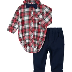 BOY Firsts par Petit Lem Plaid Shirt Set 3-24m
