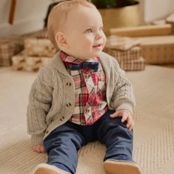 BOY Firsts par Petit Lem Plaid Shirt Set 3-24m