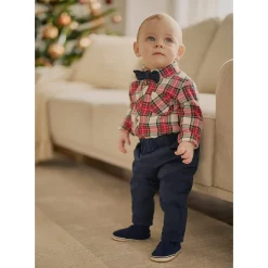 BOY Firsts par Petit Lem Plaid Shirt Set 3-24m