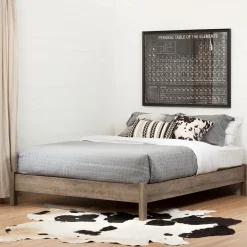 South Shore Platform Double Bed on Legs - Munich Weathered Oak