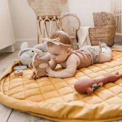 Play N Go Soft Organic Playmat Bag 3-in-1 - Mustard Chai Tea
