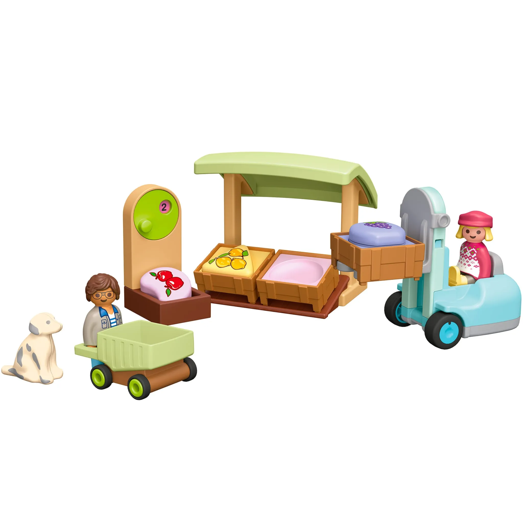 Kids Playmobil Assembly & Construction>Junior Organic Market Stall & Forklif