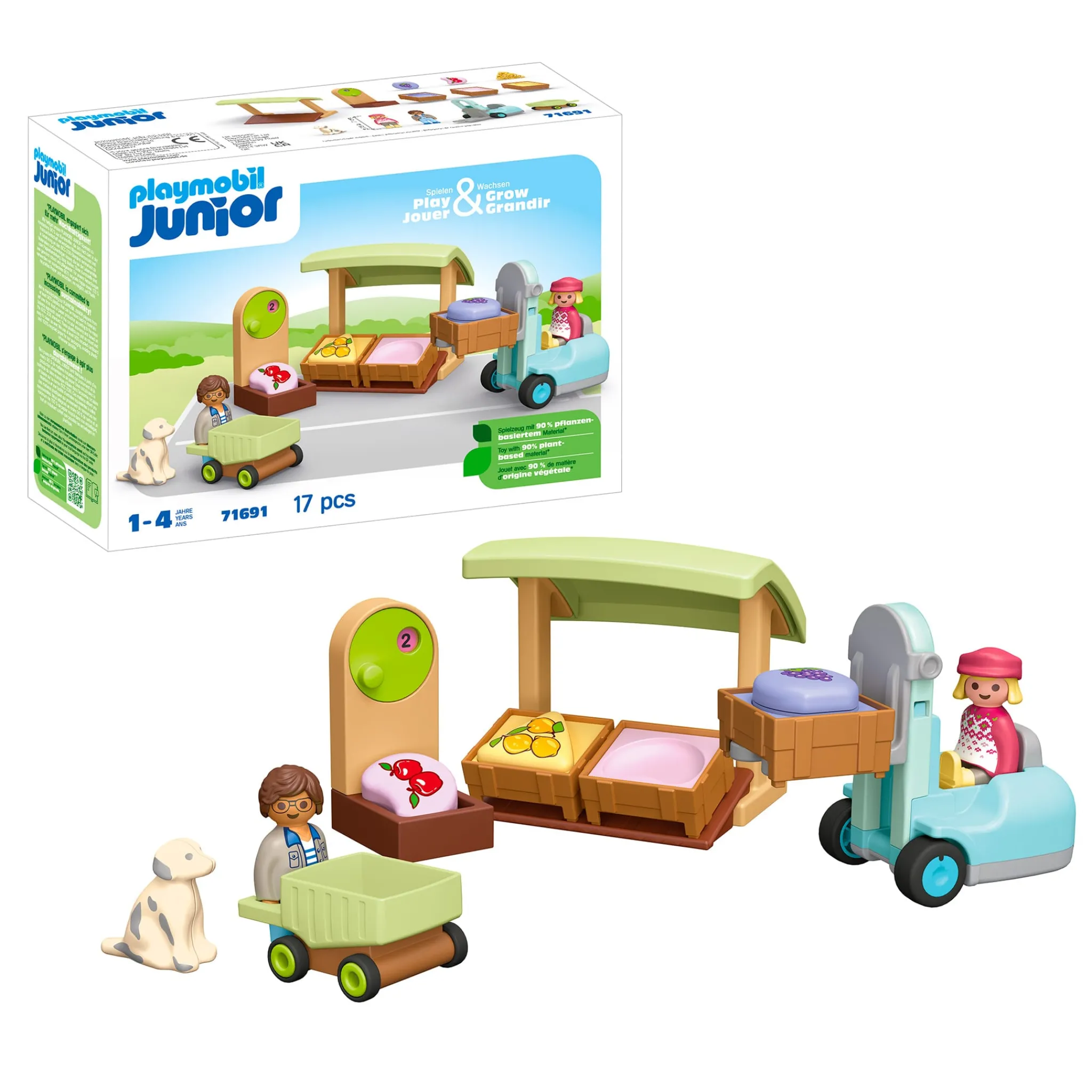 Kids Playmobil Assembly & Construction>Junior Organic Market Stall & Forklif