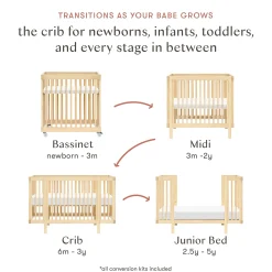 Babyletto Pogo 8-in-1 Convertible Crib with All-Stages Conversion Kits - Blonde