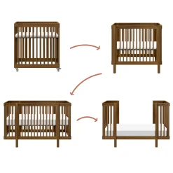 Babyletto Cribs & Mattresses|Cribs & Mattresses>Pogo 8-in-1 Convertible Crib with All-Stages Conversion Kits - Natural Walnut