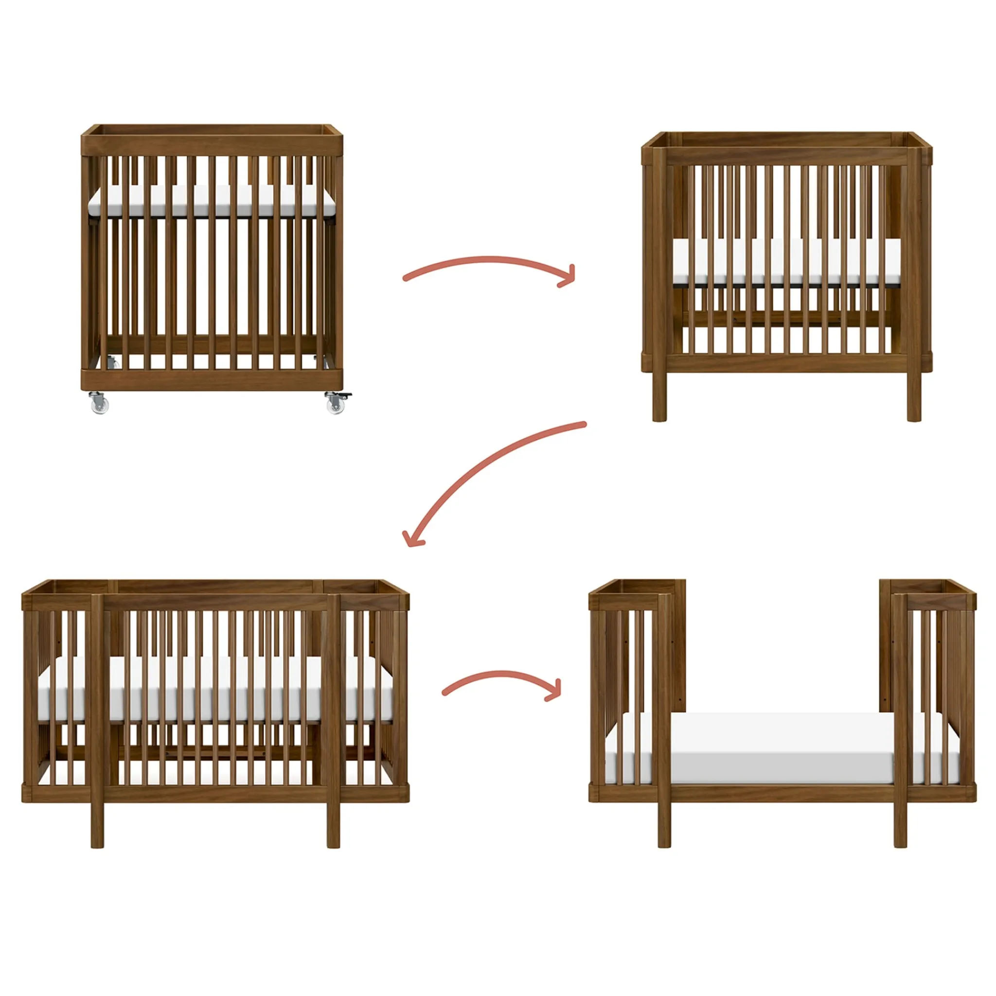 Babyletto Cribs & Mattresses|Cribs & Mattresses>Pogo 8-in-1 Convertible Crib with All-Stages Conversion Kits - Natural Walnut