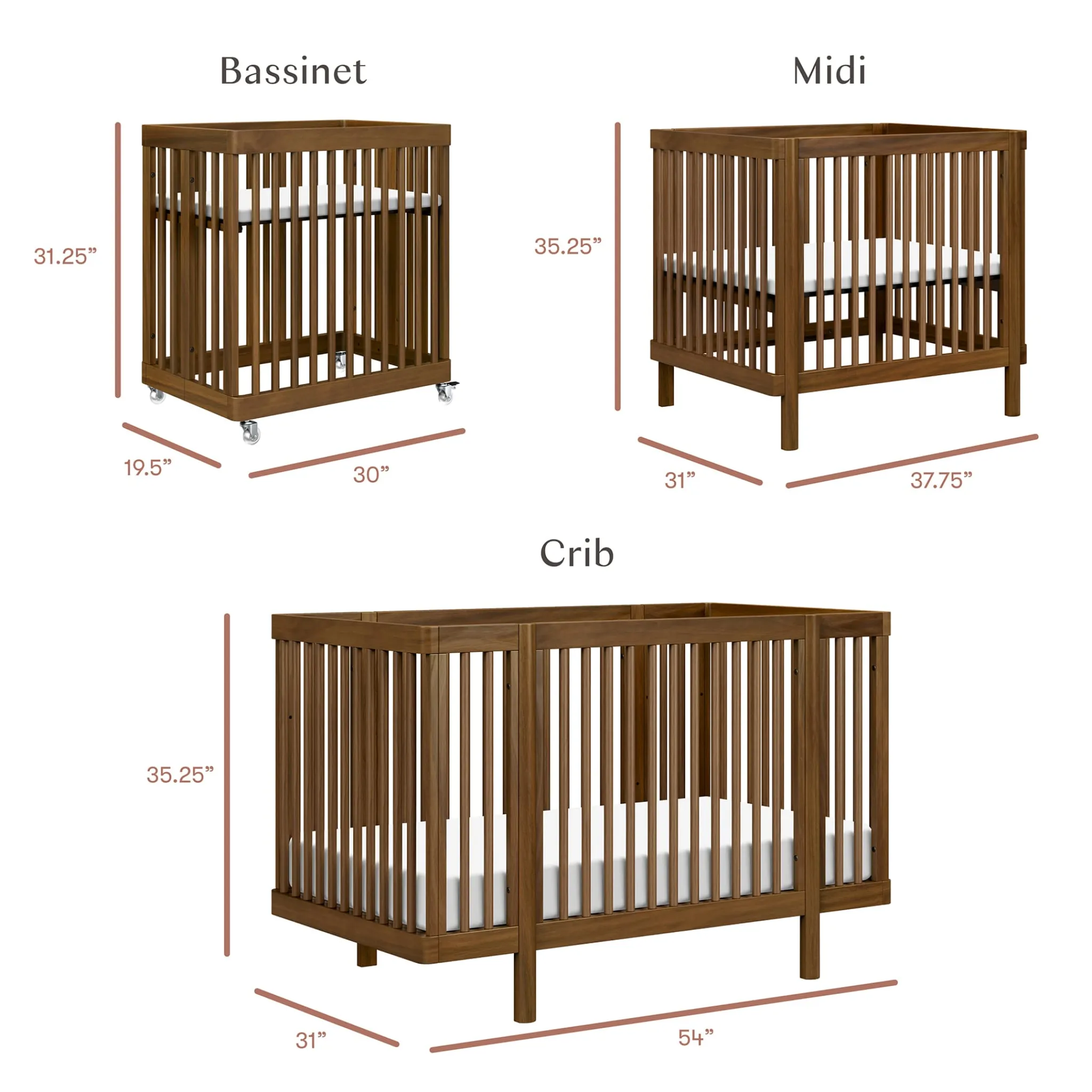 Babyletto Cribs & Mattresses|Cribs & Mattresses>Pogo 8-in-1 Convertible Crib with All-Stages Conversion Kits - Natural Walnut