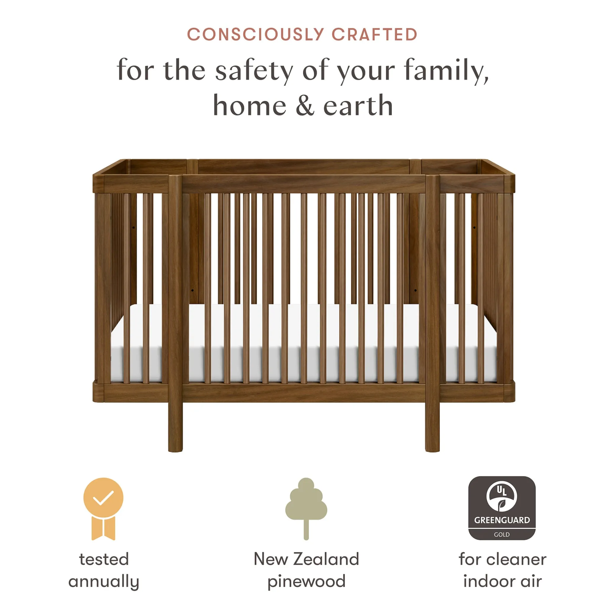 Babyletto Cribs & Mattresses|Cribs & Mattresses>Pogo 8-in-1 Convertible Crib with All-Stages Conversion Kits - Natural Walnut