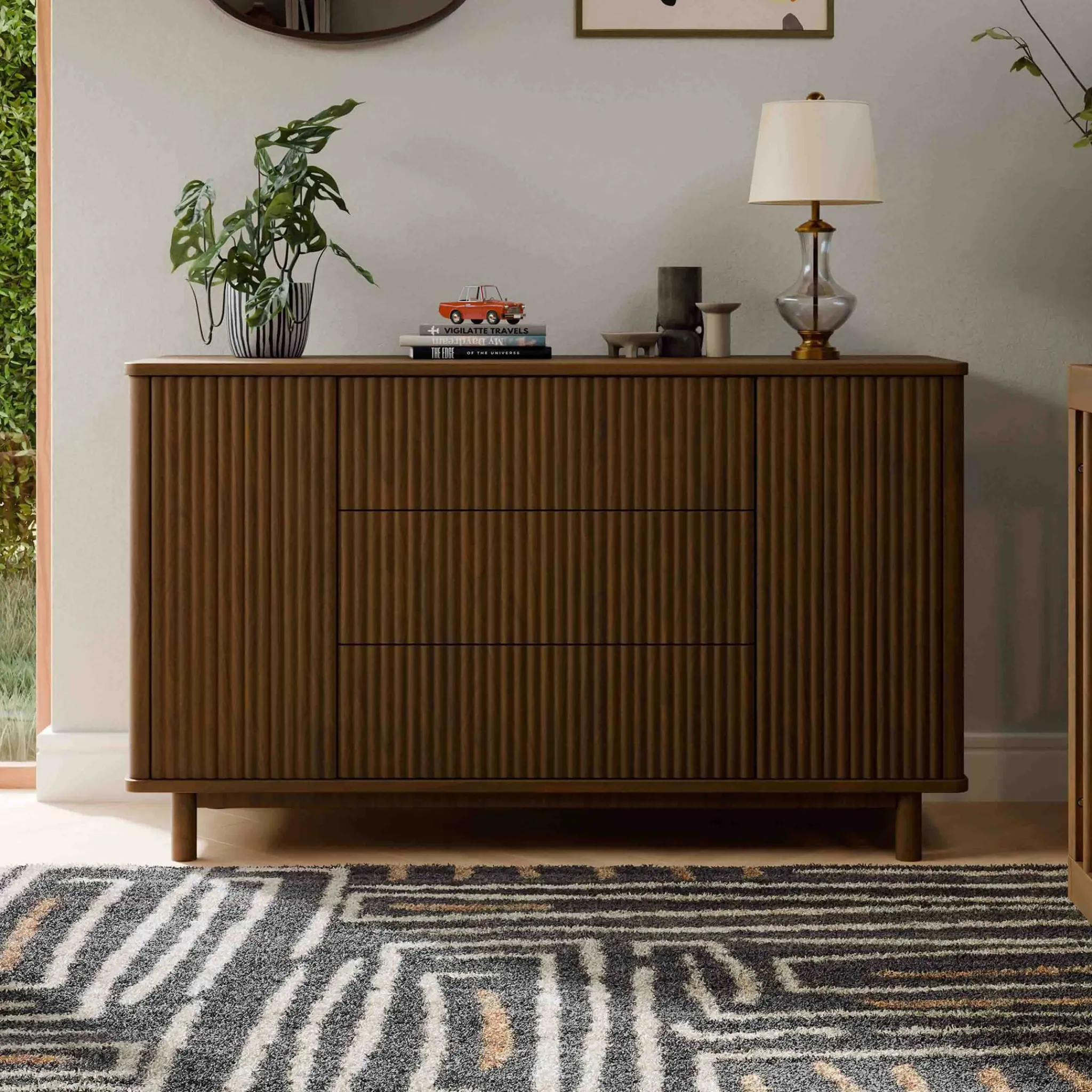 Babyletto Storage Furniture>Pogo Tambour Assembled Dresser - Natural Walnut