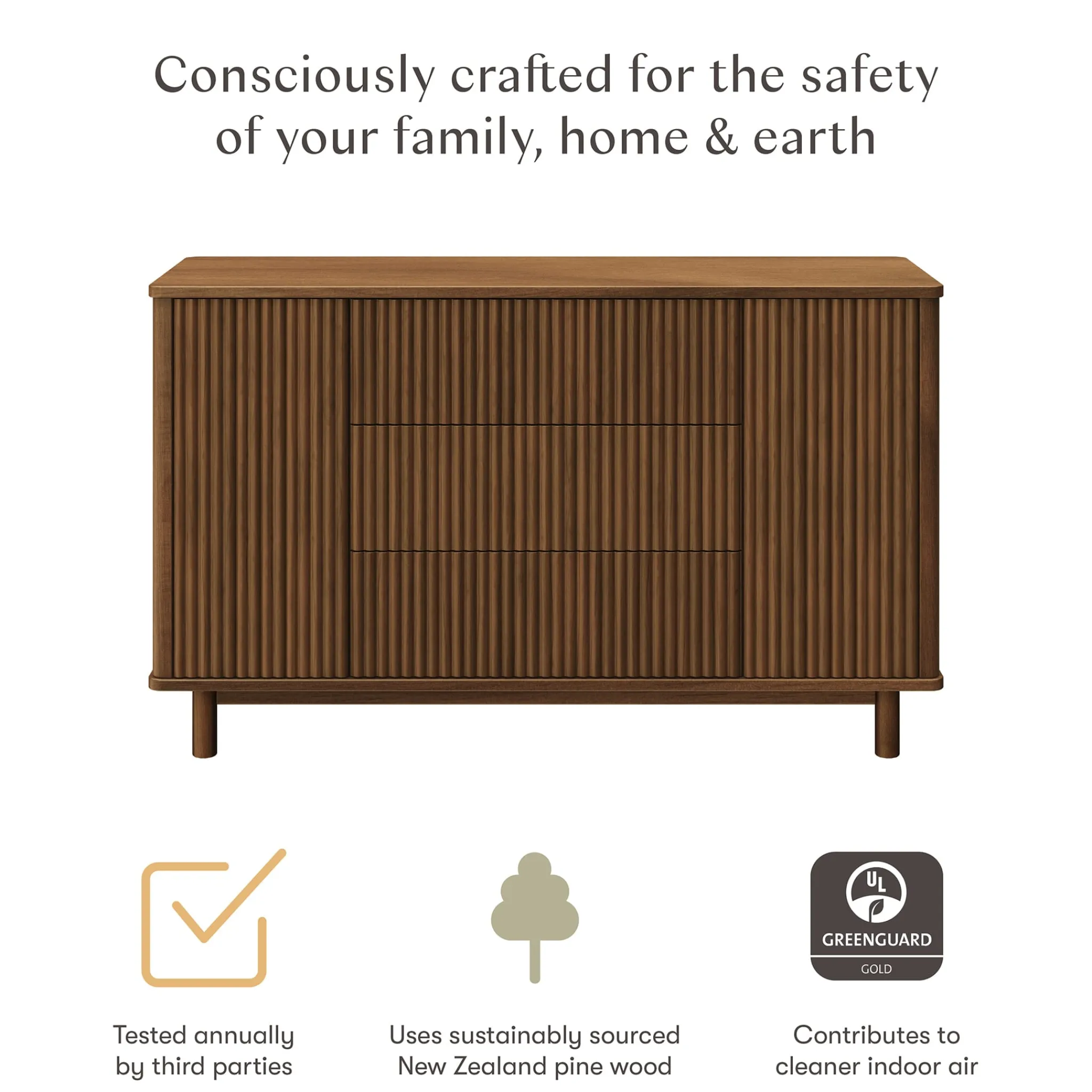 Babyletto Storage Furniture>Pogo Tambour Assembled Dresser - Natural Walnut