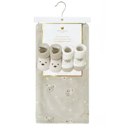 Kids Piccolo Bambino Blankets|Blankets>Printed Blanket With Socks - Beige