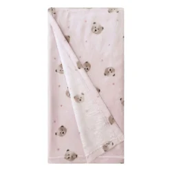 Kids Piccolo Bambino Printed Plush Blanket With Socks - Pink