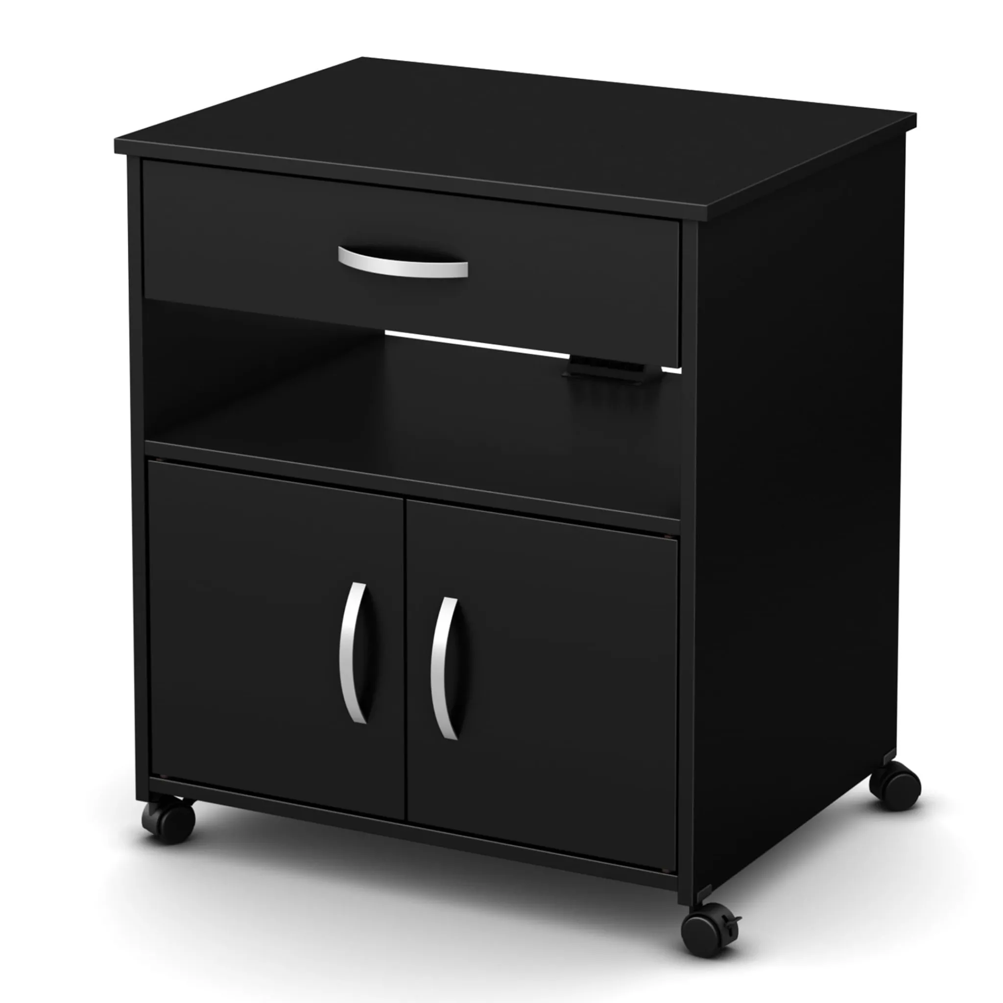South Shore Printer Cart on Wheels - Axess Pure Black