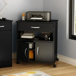 South Shore Printer Cart on Wheels - Axess Pure Black