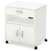 South Shore Desk>Printer Cart on Wheels - Axess Pure White