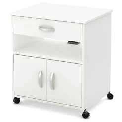 South Shore Desk>Printer Cart on Wheels - Axess Pure White