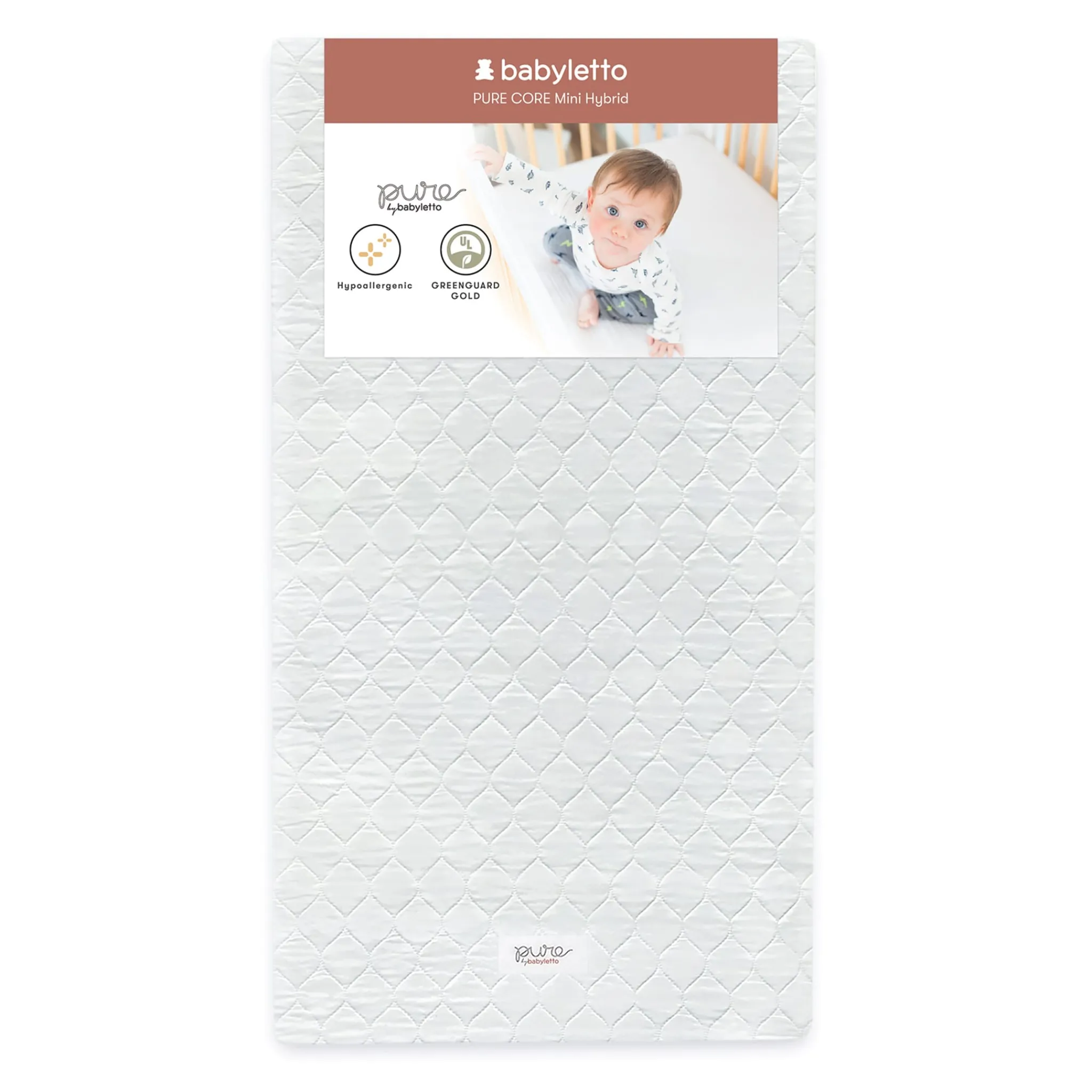 Babyletto Mattresses|Cribs & Mattresses>Pure Core Non-Toxic Mini Crib Mattress - Hybrid Cover