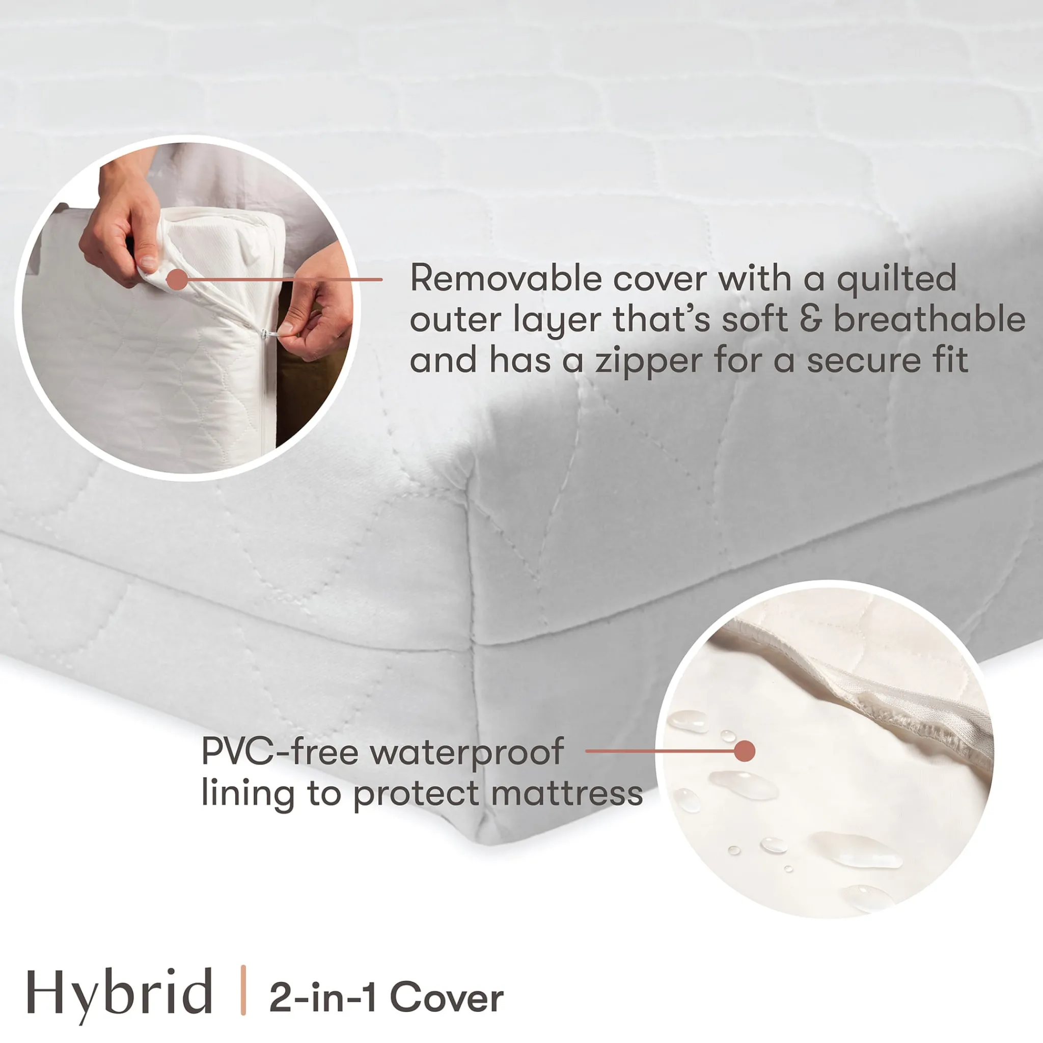 Babyletto Mattresses|Cribs & Mattresses>Pure Core Non-Toxic Mini Crib Mattress - Hybrid Cover