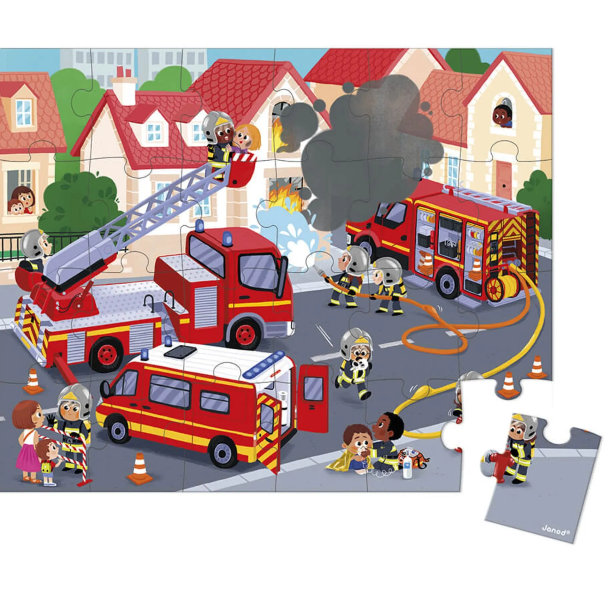 Kids Janod Puzzle - Firefighter 24 Pieces
