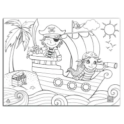 Kids Funny Mat Puzzles>Puzzle Set to Color with Washable Markers - Pirates