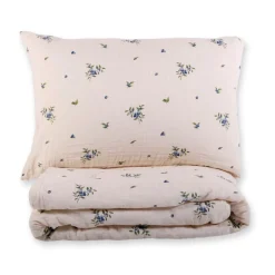 Kids House of Elia Quilted Comforter & Pillowcase - Muslin Blueberry